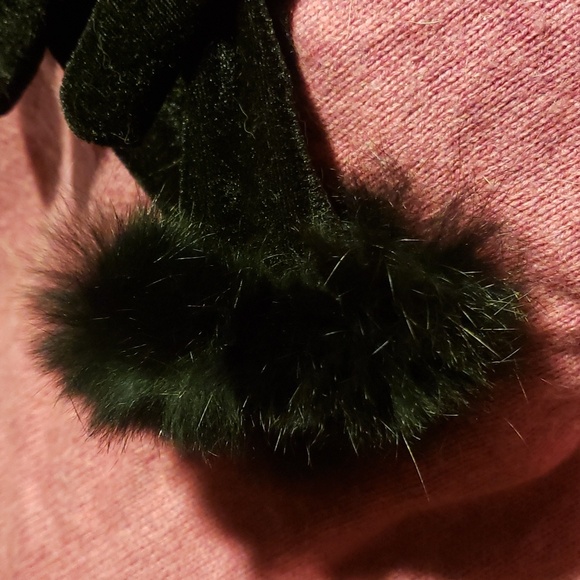 Velvet and rabbit fur trim gloves - Picture 3 of 3
